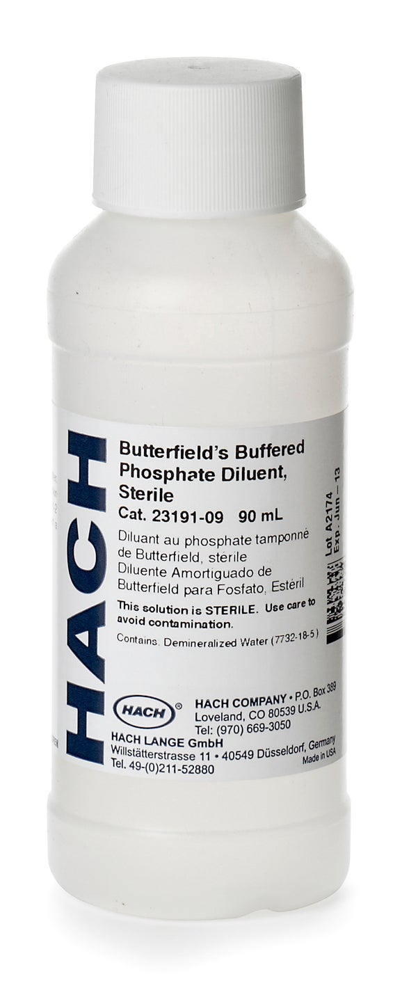 Butterfield's buffered phosphate, 90 mL, pk/25