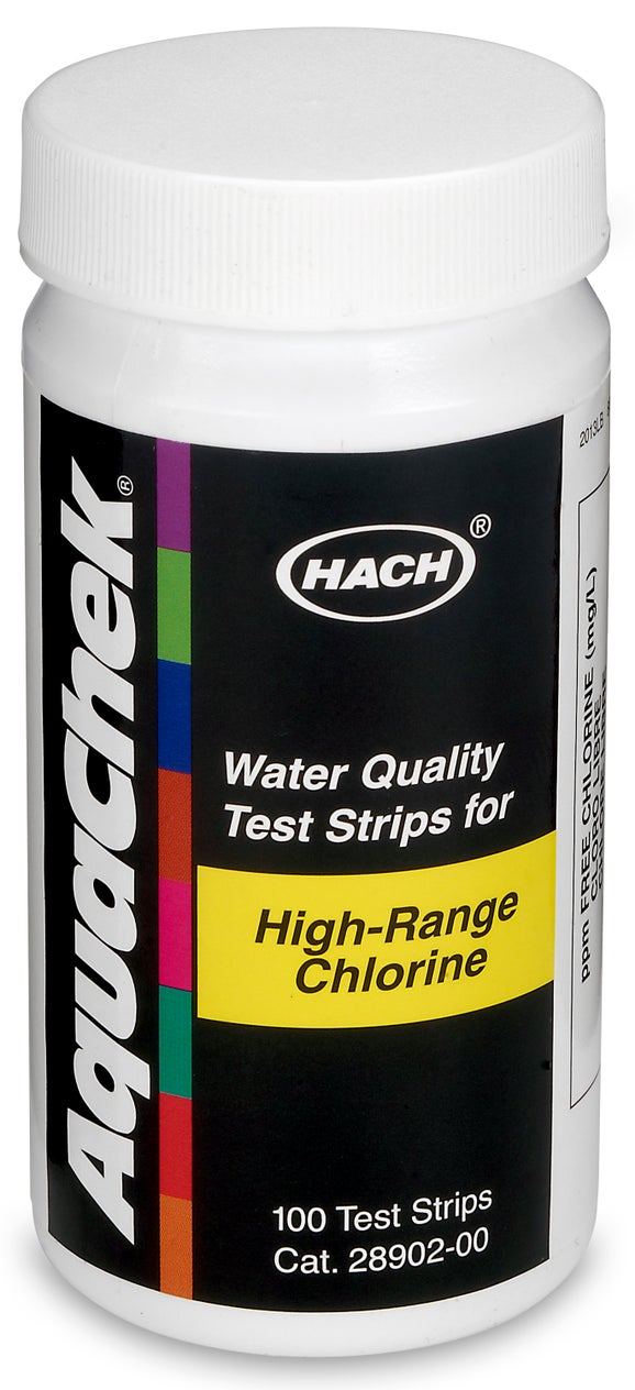 Test strips free chlorine, 0-600 mg/L, 100 tests